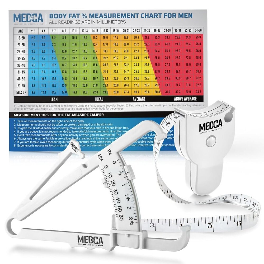 Body Fat Caliper and Measuring Tape for Body - Skinfold Calipers and Body Fat Ta